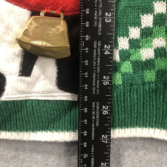 Ugly Christmas Sweater Cow Size M Mooood Funny Holiday Knit Party 3-D Bell Green - Picture 5 of 7